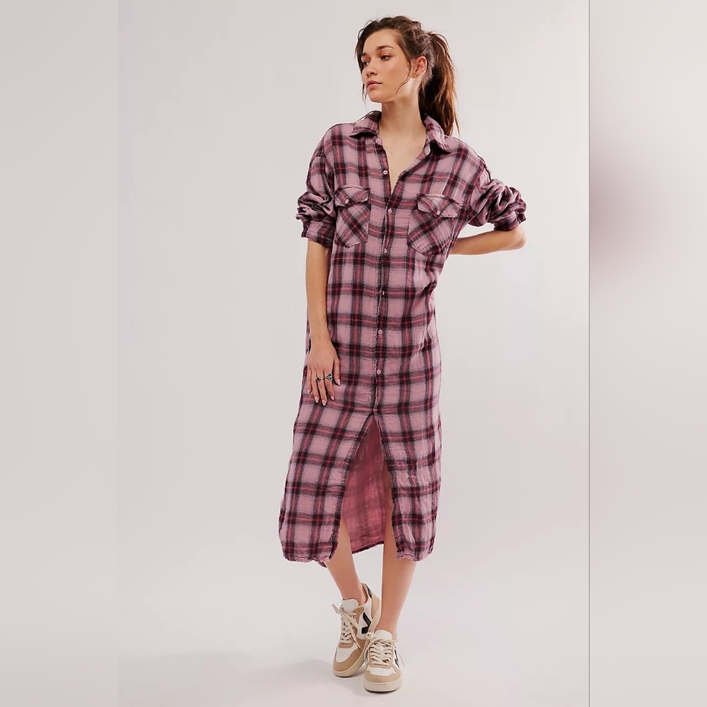 Free People + CP Shades Plaid Maxi Top